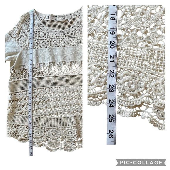Soft Surrounding Ivory Boho Crochet Open Knit Shell Top - Sz S - Picture 15 of 16